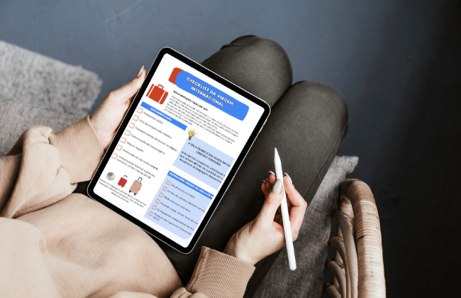 checklist da viagem - pagina de captura